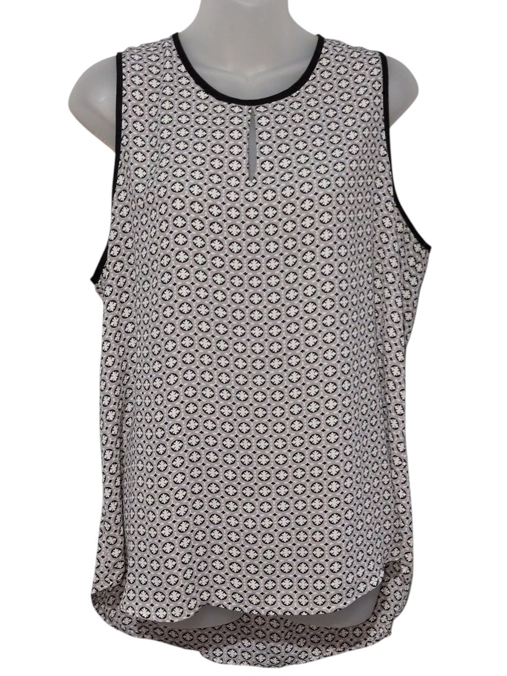 Violet & Claire XL Black White Printed Sleeveless Lightweight Chiffon Tank Top